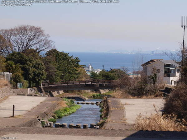 境川(別府市) 境川からの別府湾の眺め