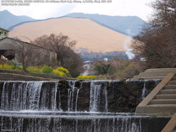 春木川(別府市) 鉄輪線より上も河川敷広場が続いている