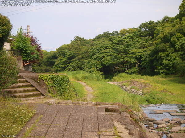 境川(別府市) 境川の河川敷広場からの下流の眺め(PLフィルタあり)