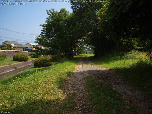南立石二区(別府市) 境川の土手上の未舗装路