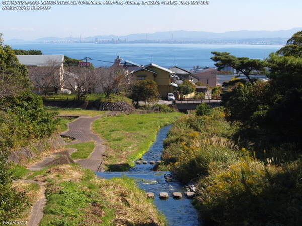 境川(別府市) イナコスの橋からの下流の眺め