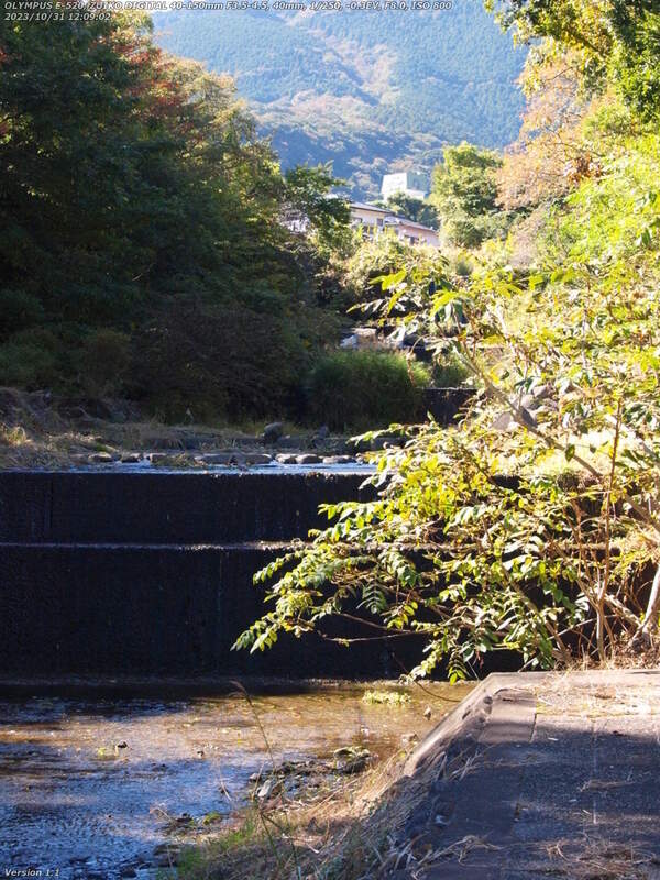 境川(別府市) 河川敷広場の上流の眺め