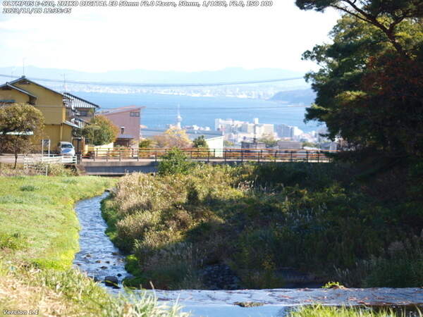 境川(別府市) 別府湾と大分市街