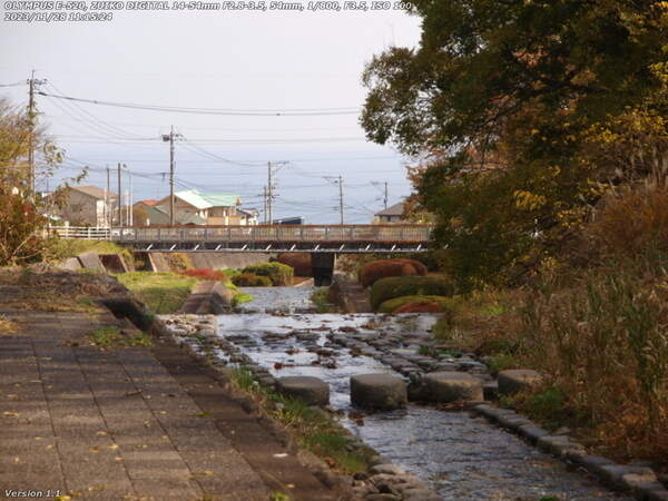 境川(別府市) 西別府橋が見えてきた