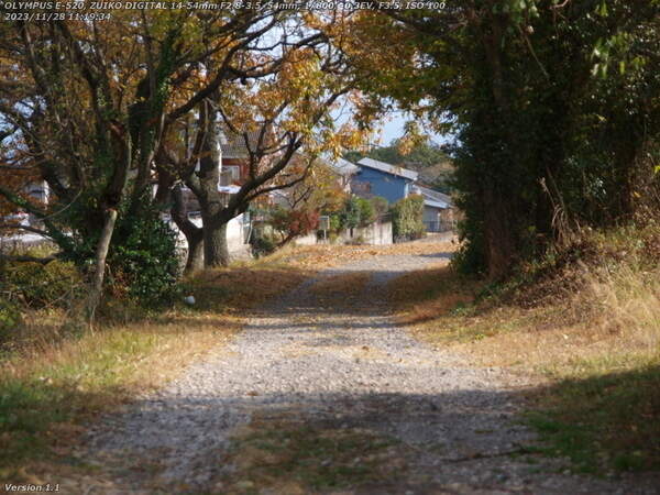 南立石二区(別府市) 境川の土手上の未舗装路を下る