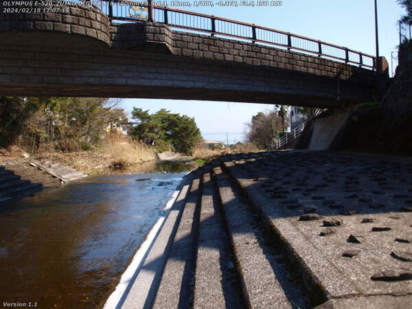 境川(別府市) であい橋をくぐってさらに下流へ