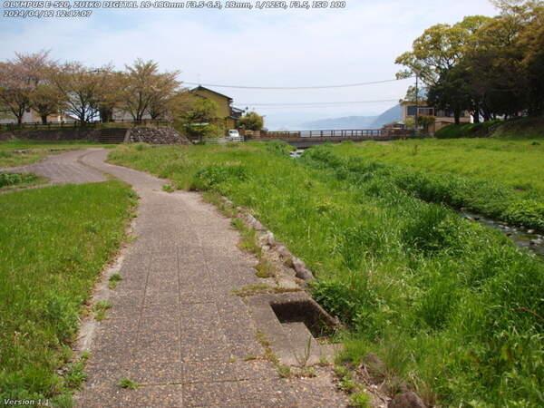 境川(別府市) 古戦場橋が見えてきた