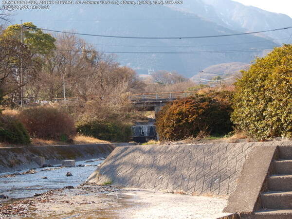 境川(別府市) 西別府橋が近づいてきた