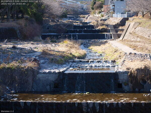 境川(別府市) イナコスの橋からの上流の眺め