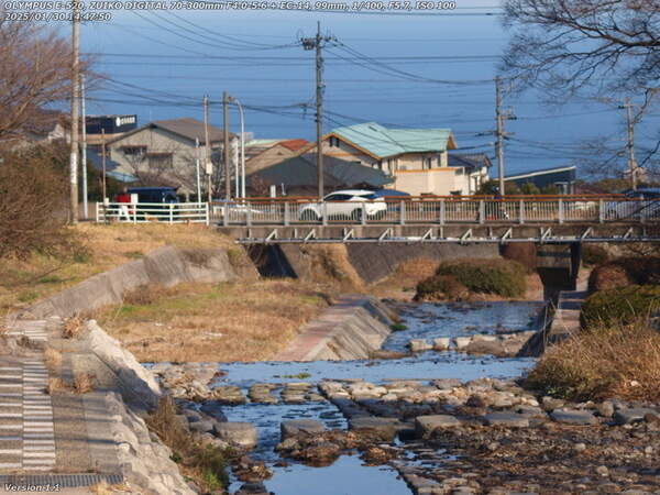 境川(別府市) 西別府橋が近づいてきた