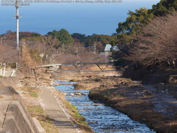 境川(別府市) イナコスの橋と別府湾