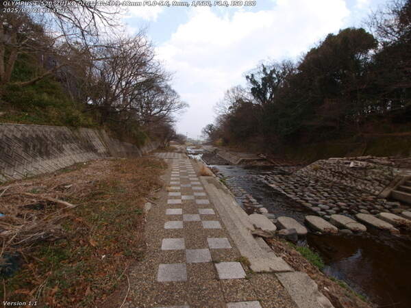 境川(別府市) 遠くに見える西別府橋