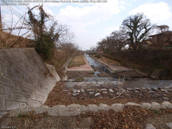 境川(別府市) 西別府橋の上流の砂防ダムは河川敷広場では越えることができない