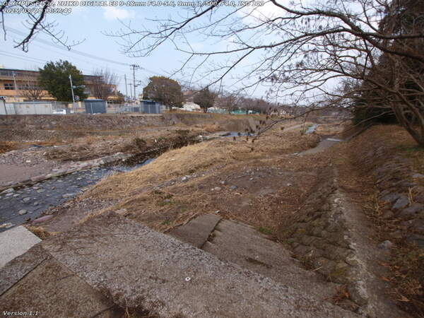 境川(別府市) 階段を下って河川敷広場へ