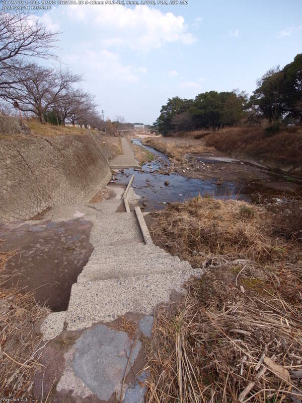 境川(別府市) 飛び石で左岸へ渡り下流へ向かう