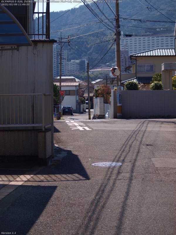 南荘園町(別府市) 南荘園町の住宅地を板地川を目指して進む