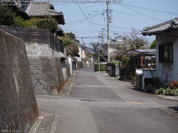 南立石生目町(別府市) 生目町の住宅地を境川方面へ進む