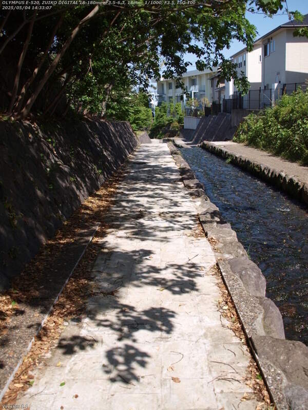 板地川(別府市) タイルが剥がれている
