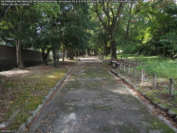 南立石公園町(別府市) 土手上の遊歩道を歩く