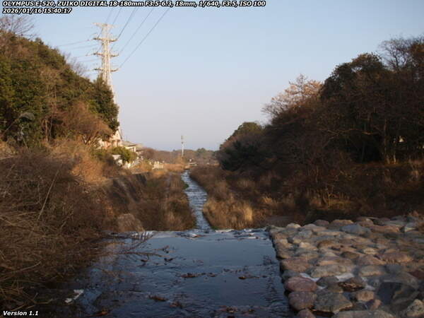 境川(別府市) 飛び石の途中からの下流の眺め