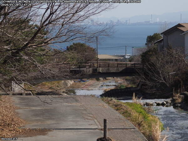 境川(別府市) であい橋までもうすぐ