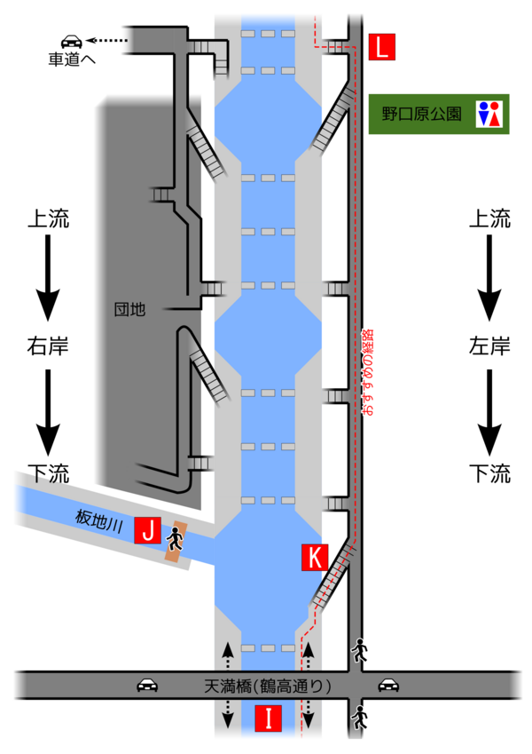 06. 天満橋(鶴高通り)から朝日橋(市役所通り)まで(前半:下流側)