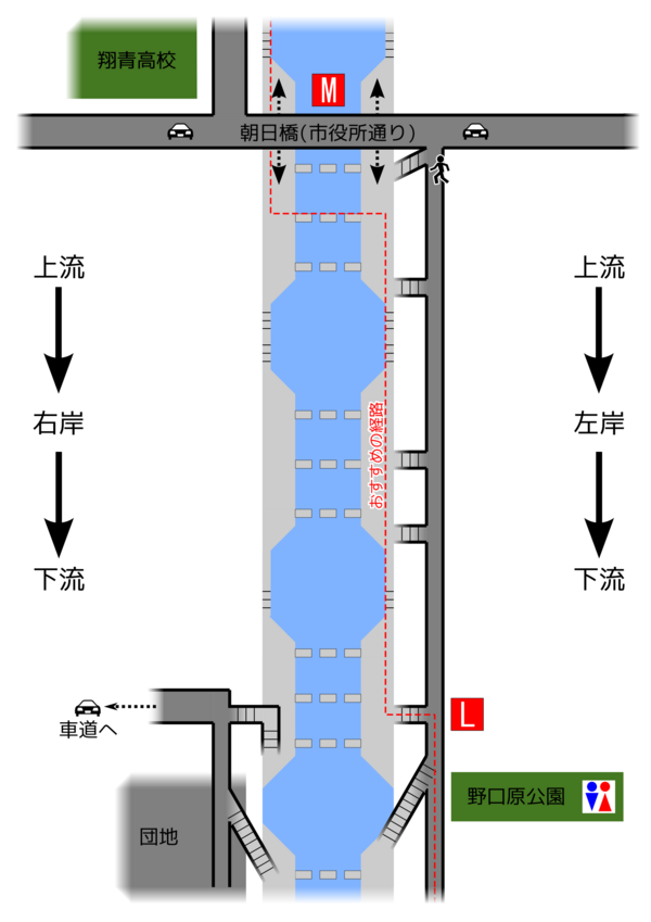 07. 天満橋(鶴高通り)から朝日橋(市役所通り)まで(後半:上流側)
